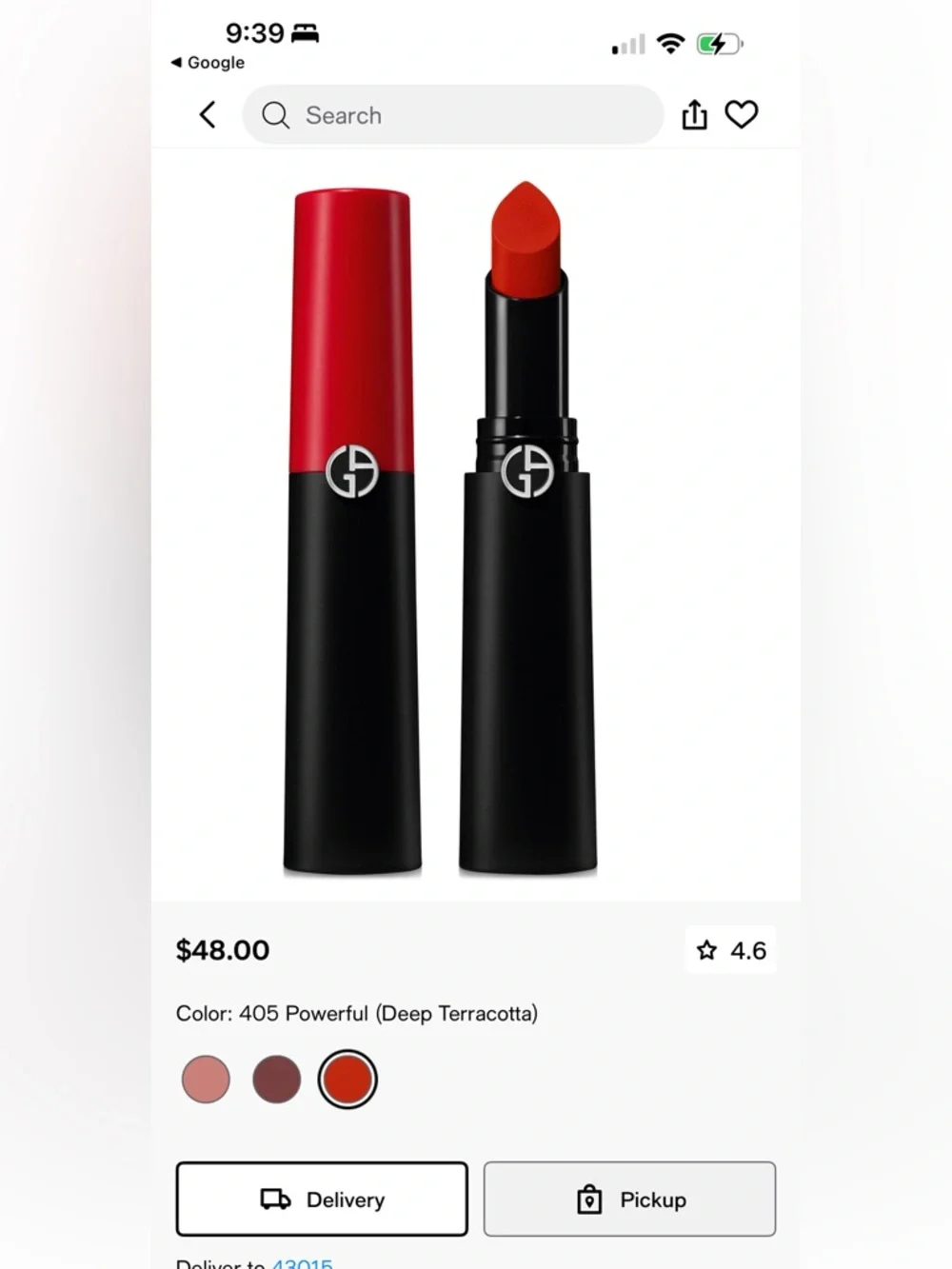 Giorgio Armani Matte Lipstick in Deep Terracotta Red